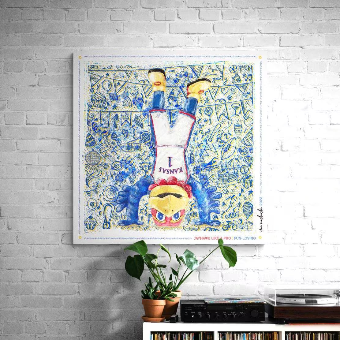 KU Jayhawk Fun-Loving Art: University of Kansas Handstand Sketches Canvas Print