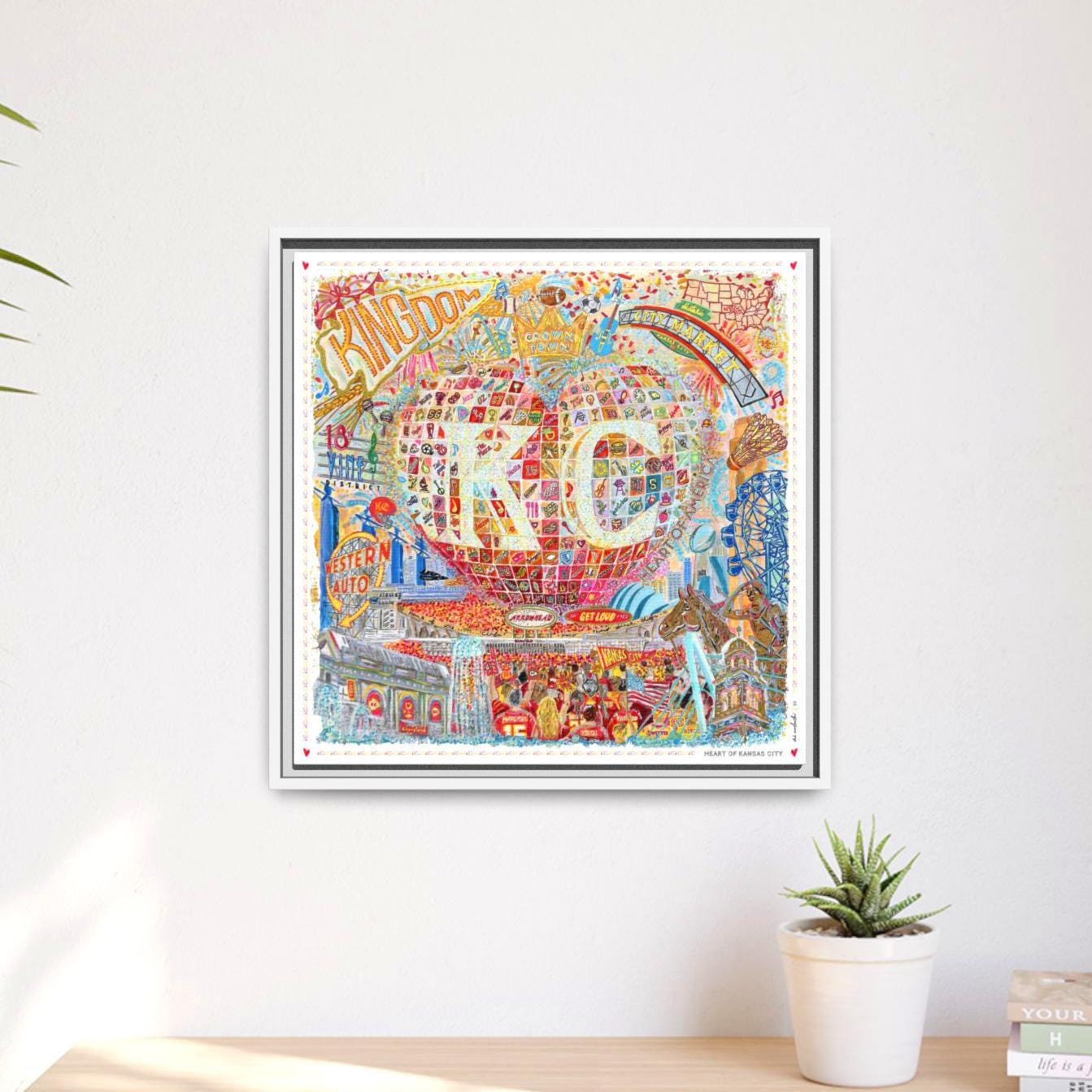 Heart of Kansas City Art: KC Landmarks, Chiefs, Crown Town Canvas Print