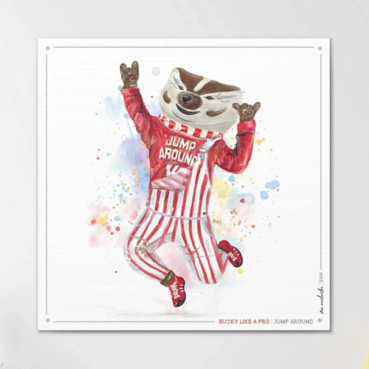 UW Bucky Badger "Jump Around" Art: Wisconsin Madison Canvas Print