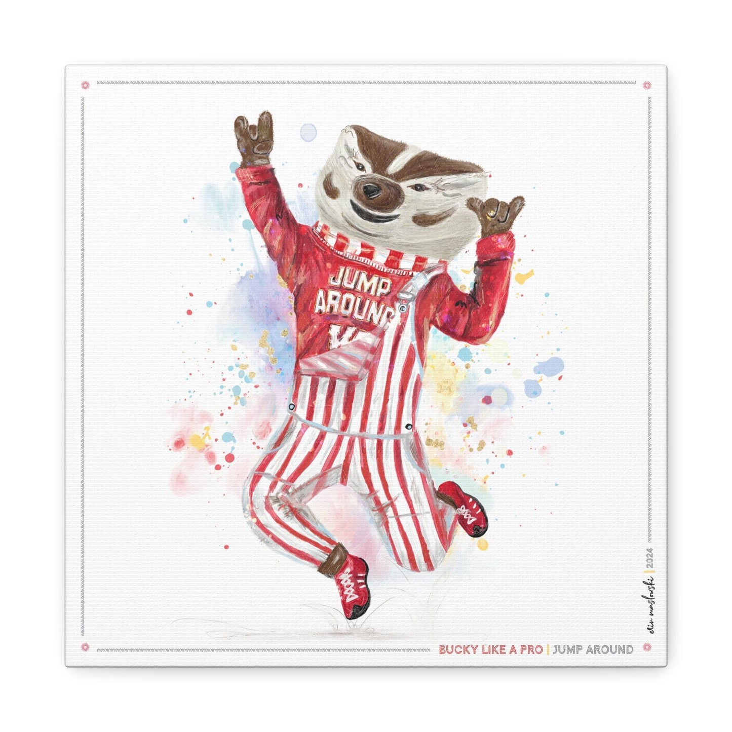 UW Bucky Badger "Jump Around" Art: Wisconsin Madison Canvas Print