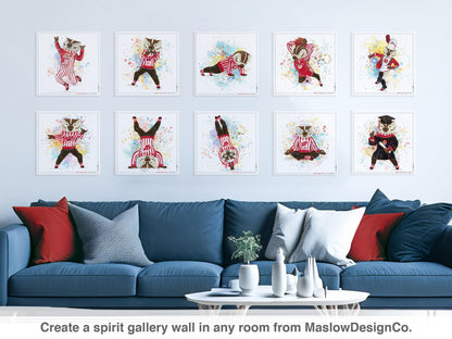 Bucky Badger Pattern Art: Wisconsin Mascot Moves Canvas Print