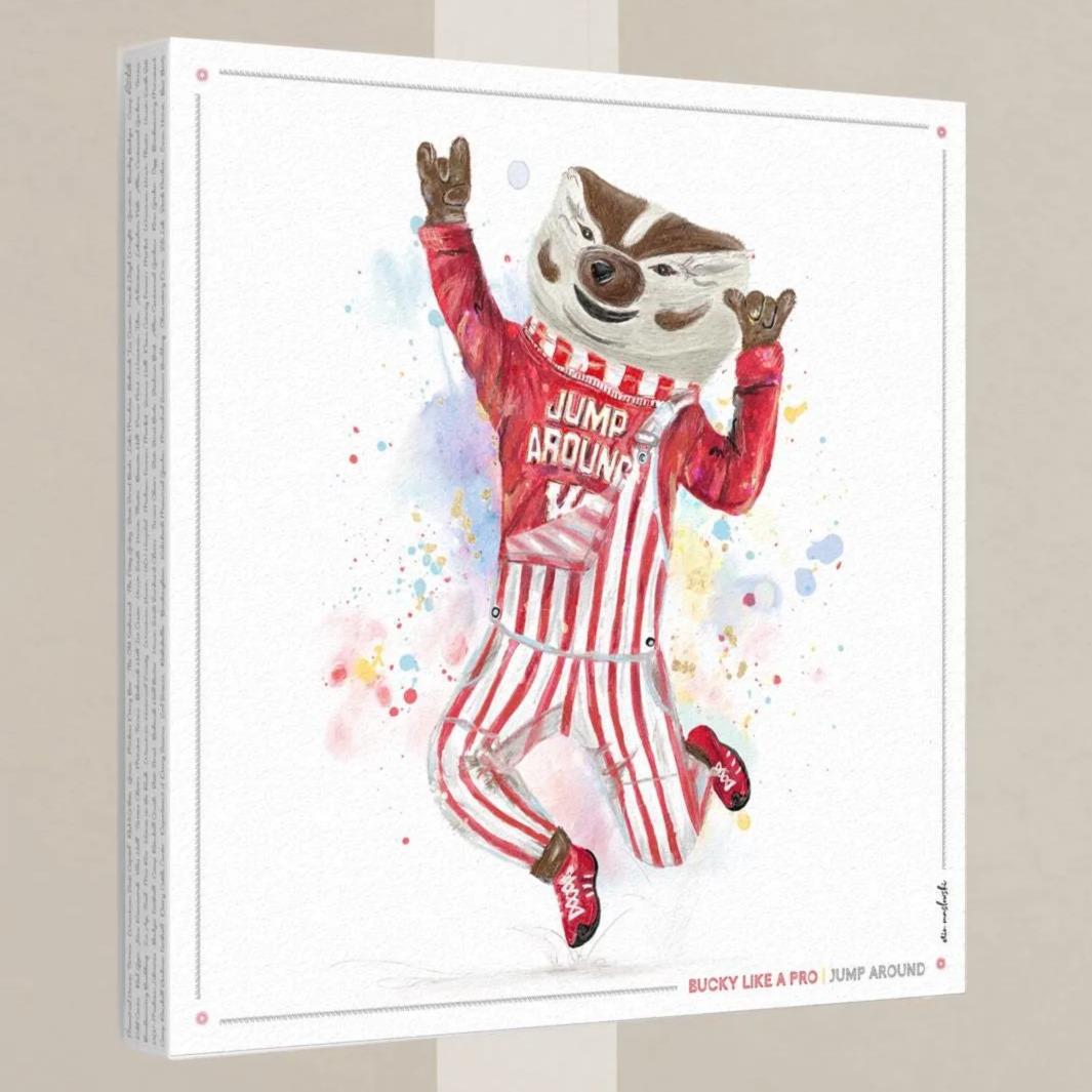UW Bucky Badger "Jump Around" Art: Wisconsin Madison Canvas Print