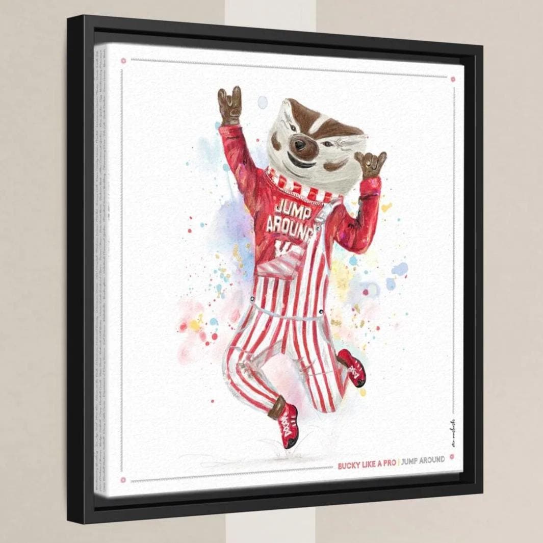 UW Bucky Badger "Jump Around" Art: Wisconsin Madison Canvas Print
