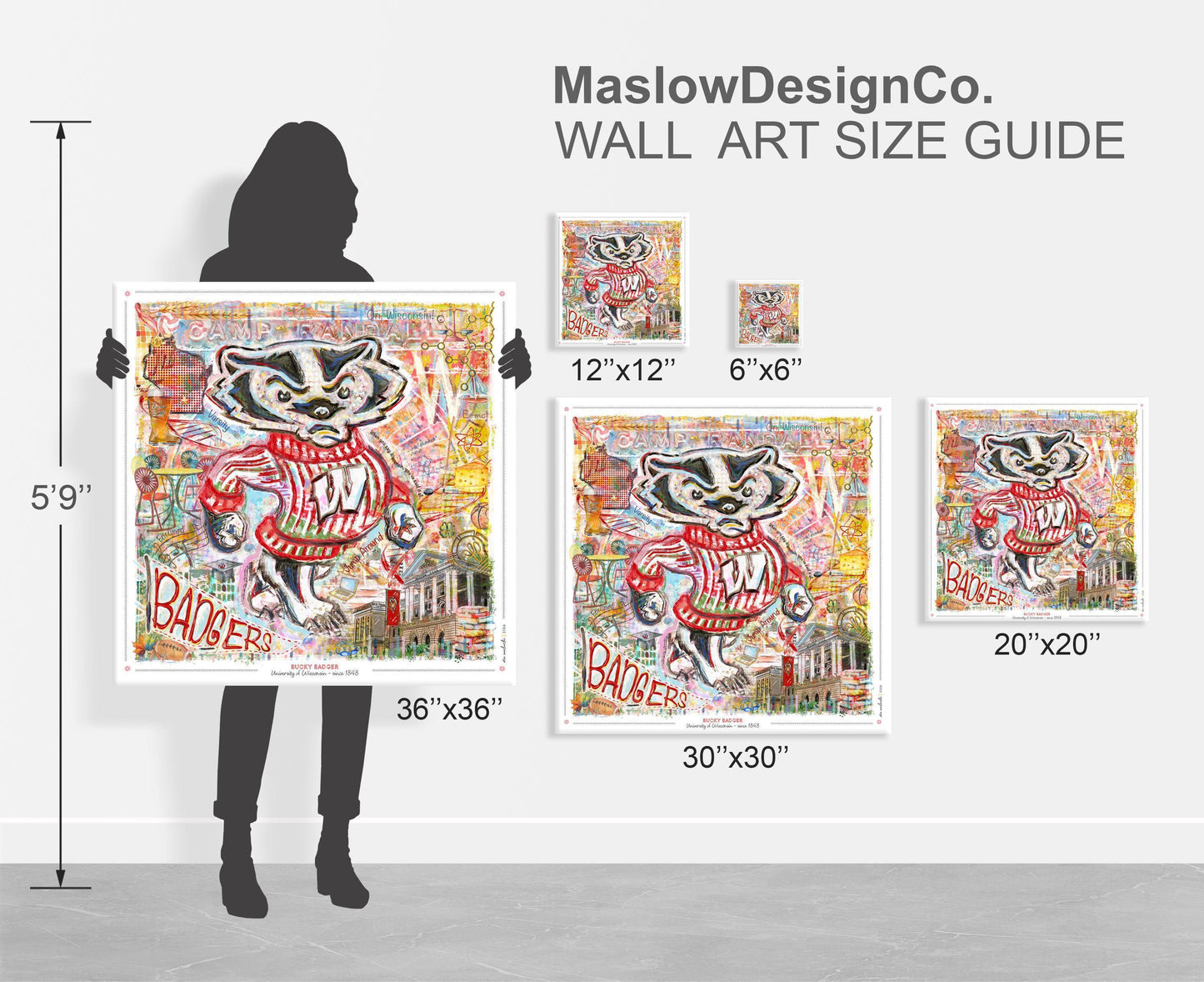 UW Bucky Badger Drum Major Art: Wisconsin Band Lead Bascom Hall Parade Canvas Print