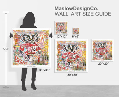 Bucky Badger Pattern Art: Wisconsin Mascot Moves Canvas Print