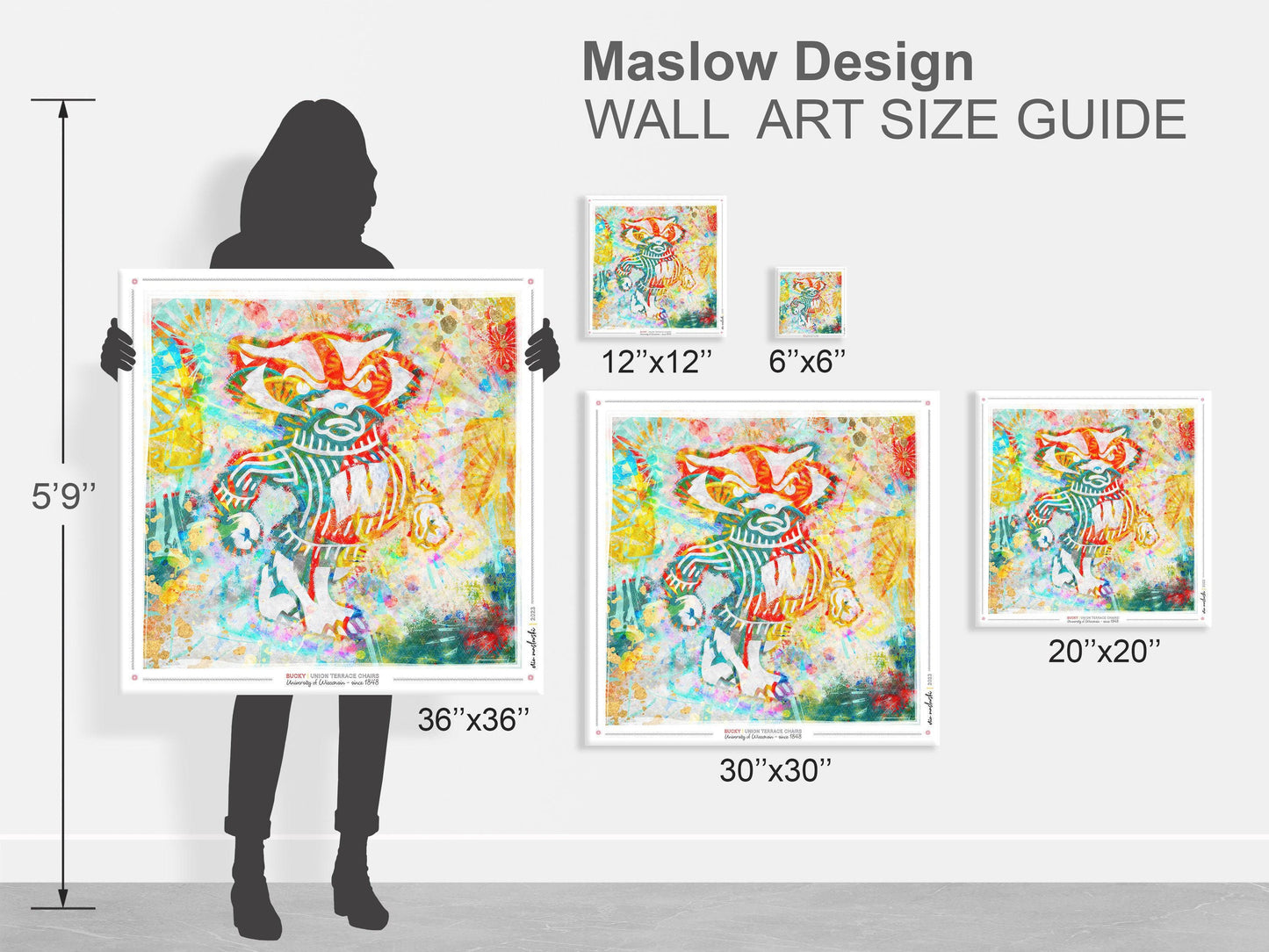 UW Bucky Badger Camp Abstract Art: Wisconsin Canvas Print