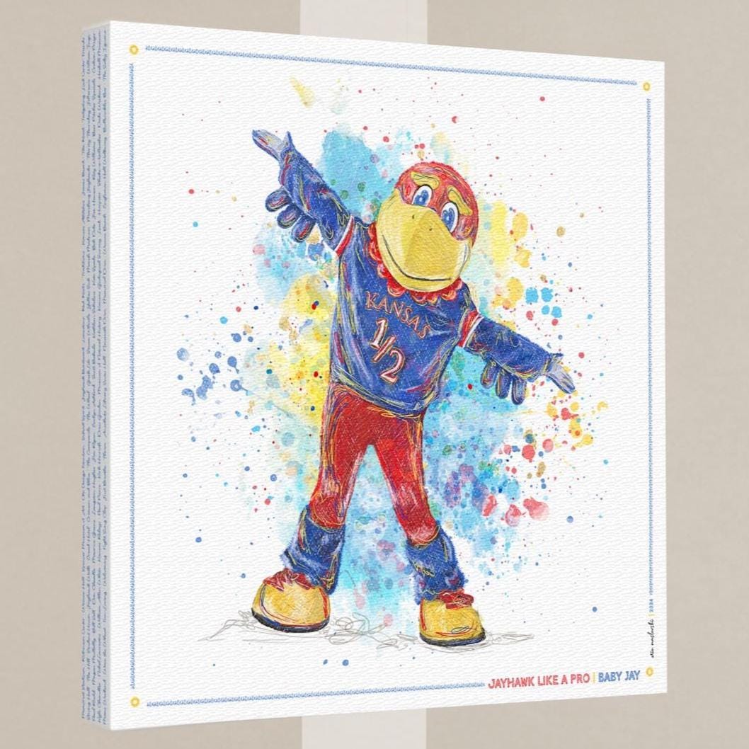 KU Jayhawk Baby Jay Art: University of Kansas Canvas Print