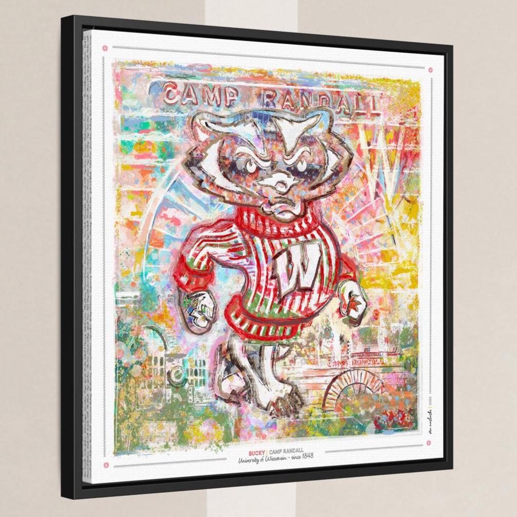 UW Bucky Badger Camp Abstract Art: Wisconsin Canvas Print