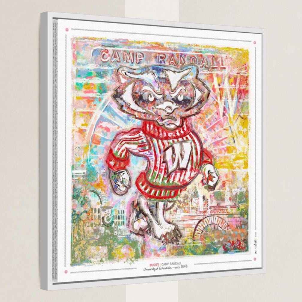 UW Bucky Badger Camp Abstract Art: Wisconsin Canvas Print