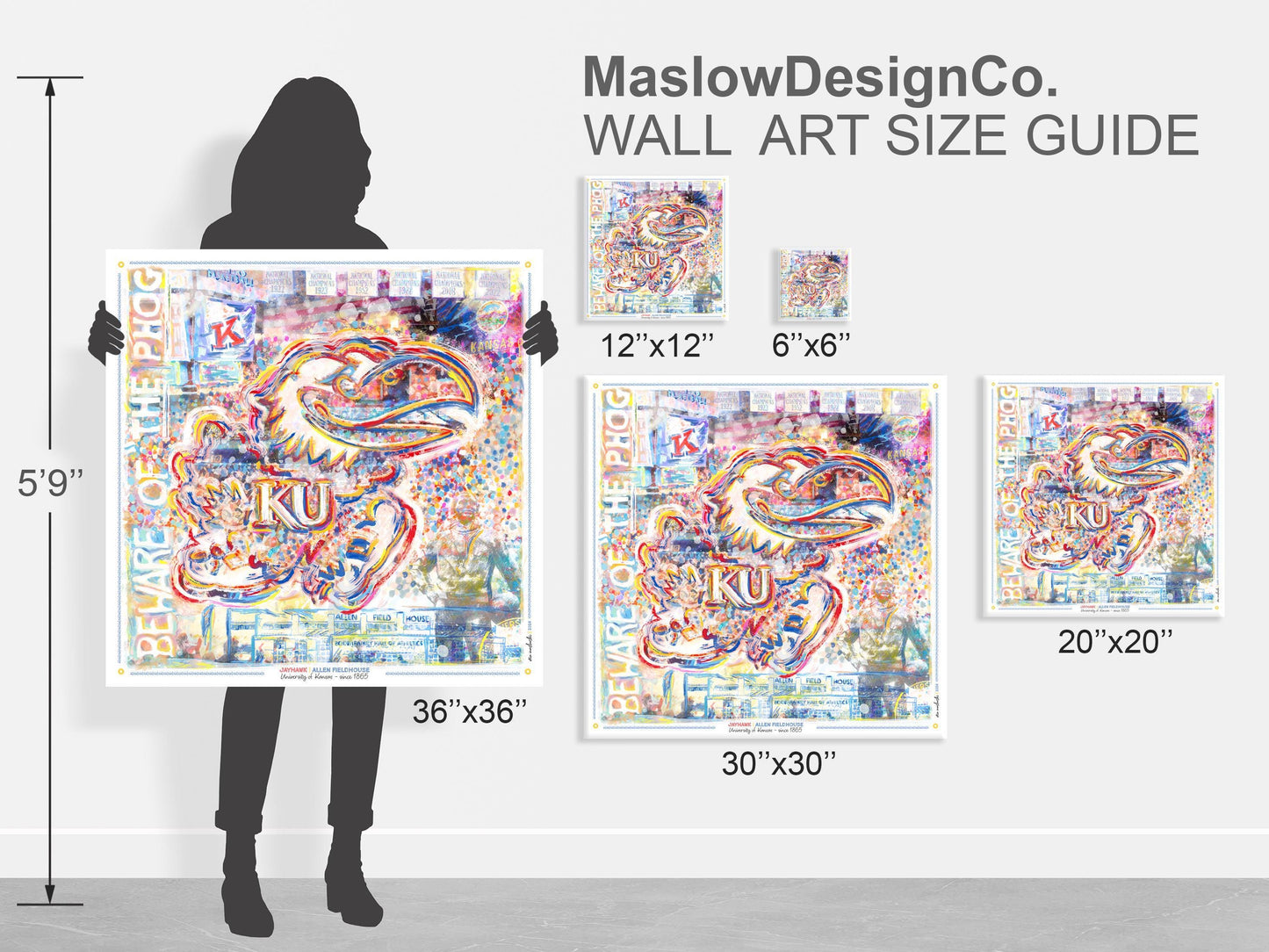 KU Jayhawk like a Pro Word Art: Kansas Canvas Print