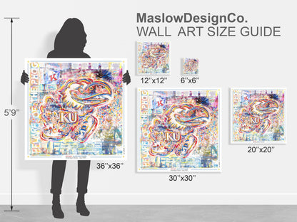 KU Jayhawk like a Pro Word Art: Kansas Canvas Print