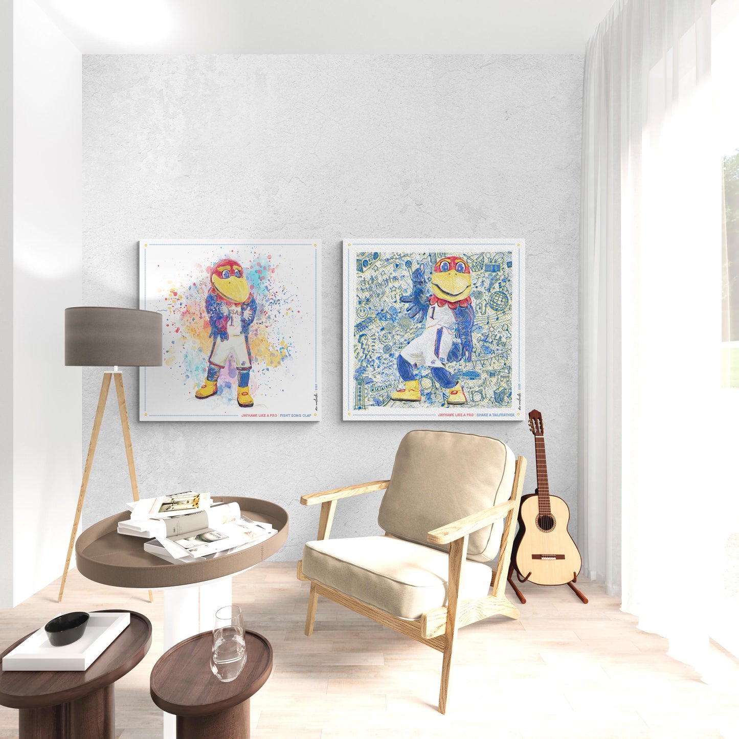 KU Jayhawk Shake-a-Tailfeather Art: University of Kansas Dance Sketches Canvas Print