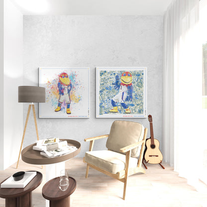 KU Jayhawk Fight Song Clap Art: Kansas University Splatter Paint Canvas Print