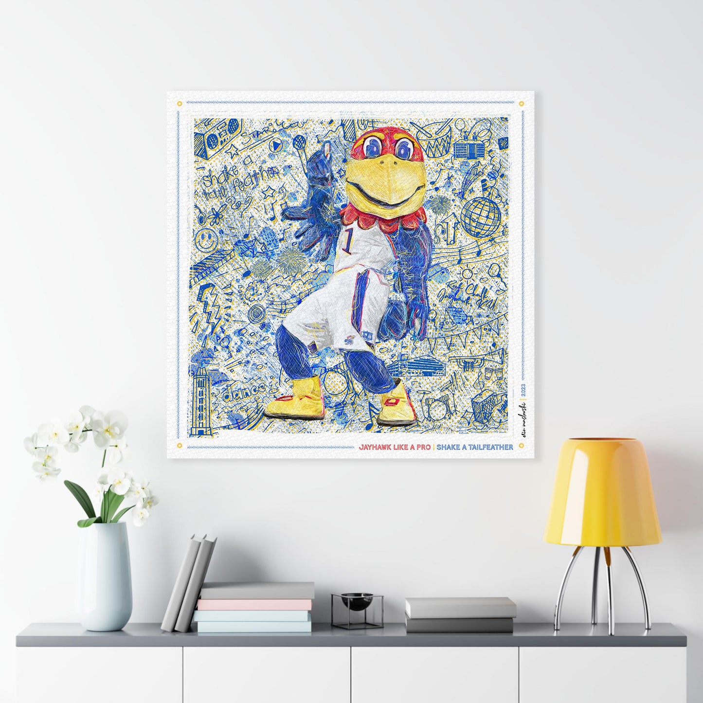 KU Jayhawk Shake-a-Tailfeather Art: University of Kansas Dance Sketches Canvas Print