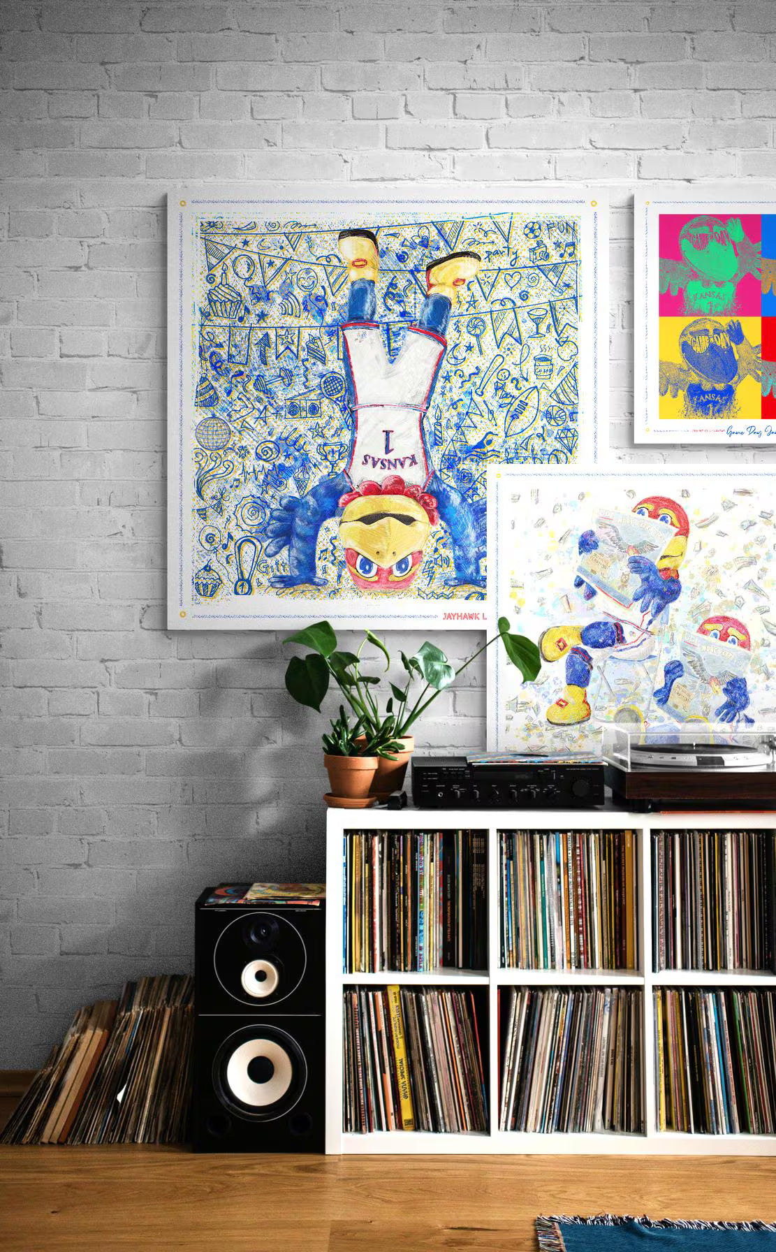 KU Jayhawk Fun-Loving Art: University of Kansas Handstand Sketches Canvas Print