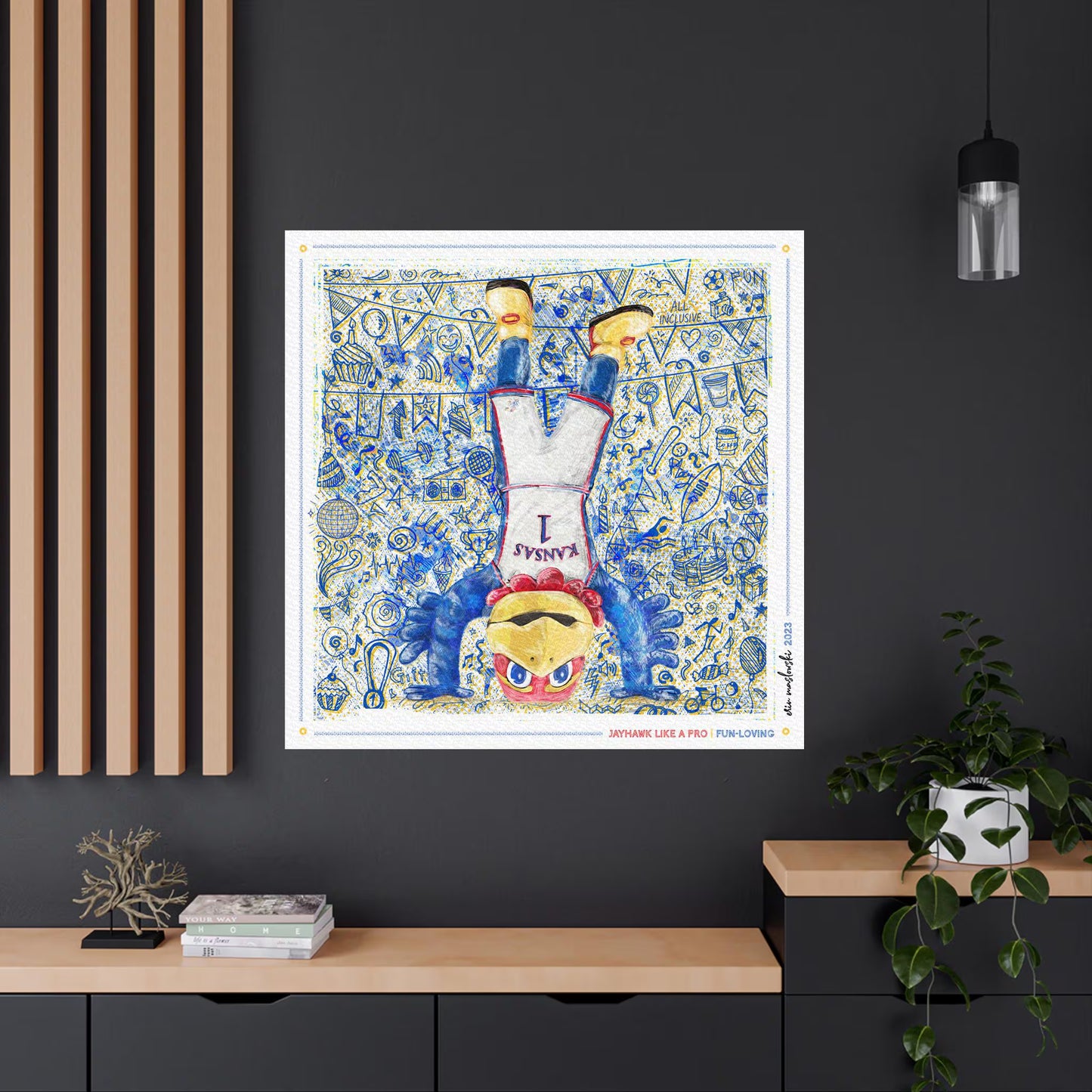 KU Jayhawk Fun-Loving Art: University of Kansas Handstand Sketches Canvas Print