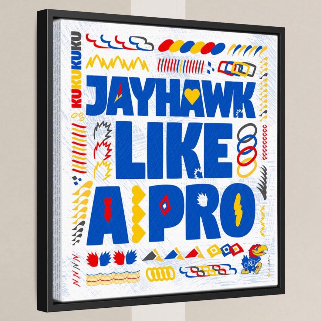 KU Jayhawk like a Pro Word Art: Kansas Canvas Print