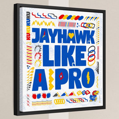 KU Jayhawk like a Pro Word Art: Kansas Canvas Print