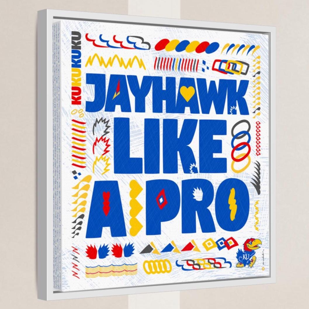 KU Jayhawk like a Pro Word Art: Kansas Canvas Print