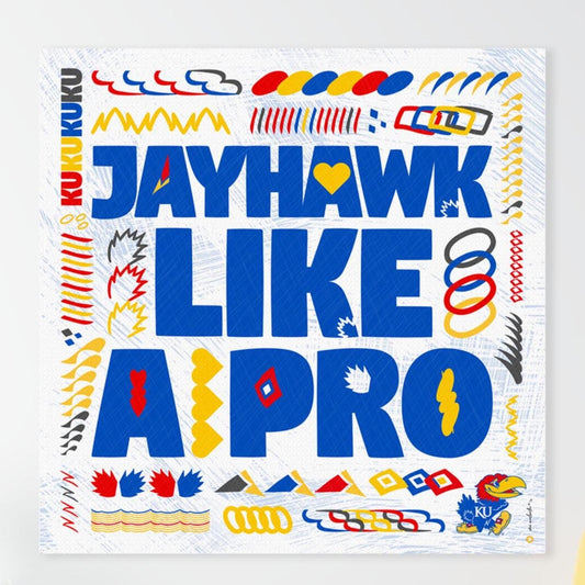 KU Jayhawk like a Pro Word Art: Kansas Canvas Print