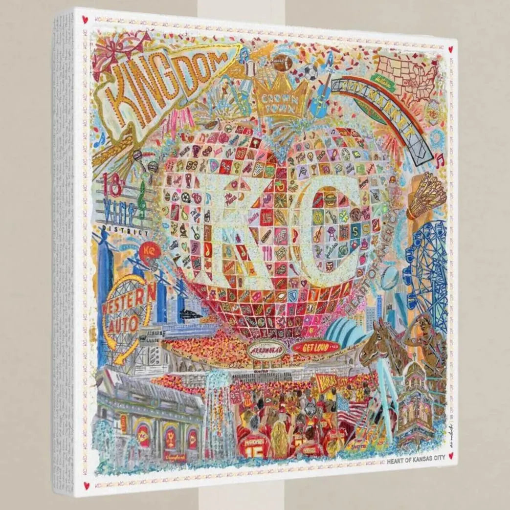 Heart of Kansas City Art: KC Landmarks, Chiefs, Crown Town Canvas Print