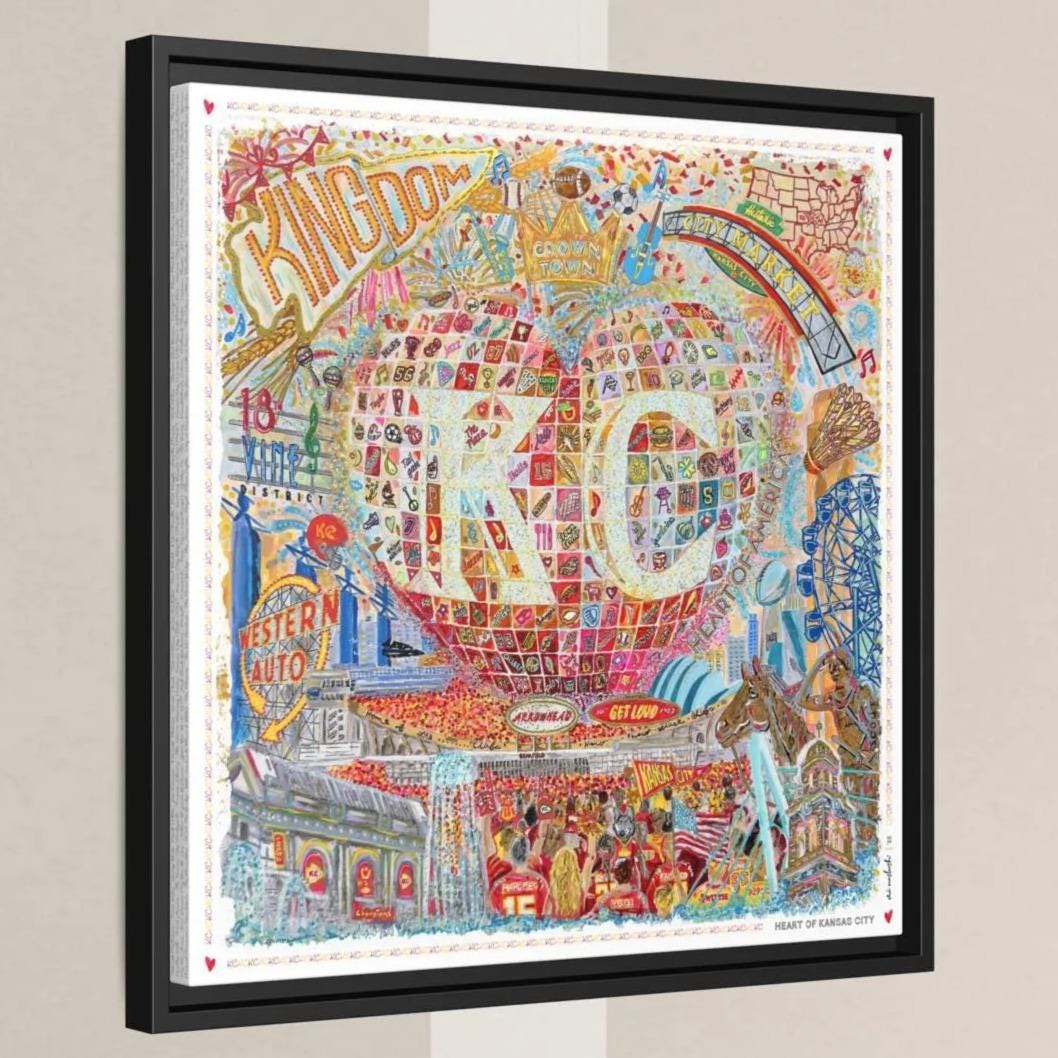 Heart of Kansas City Art: KC Landmarks, Chiefs, Crown Town Canvas Print