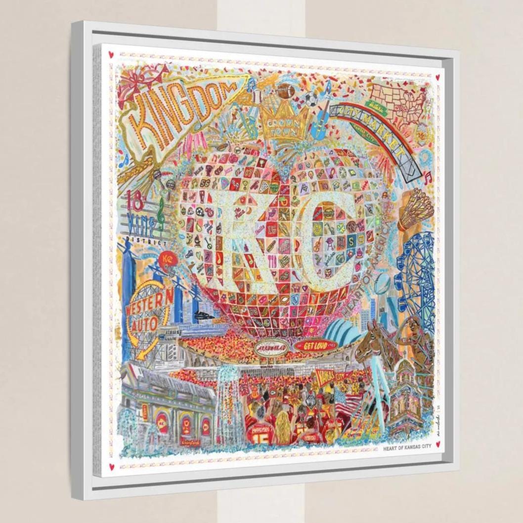 Heart of Kansas City Art: KC Landmarks, Chiefs, Crown Town Canvas Print