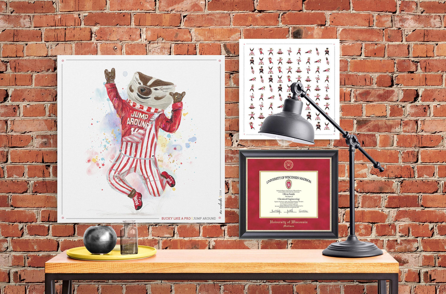 UW Bucky Badger "Jump Around" Art: Wisconsin Madison Canvas Print