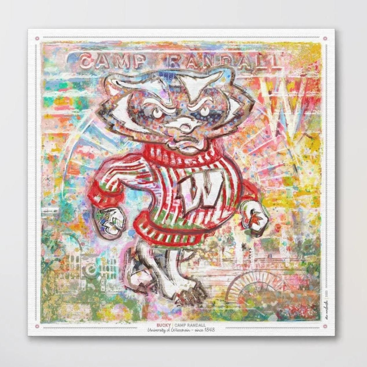 UW Bucky Badger Camp Abstract Art: Wisconsin Canvas Print