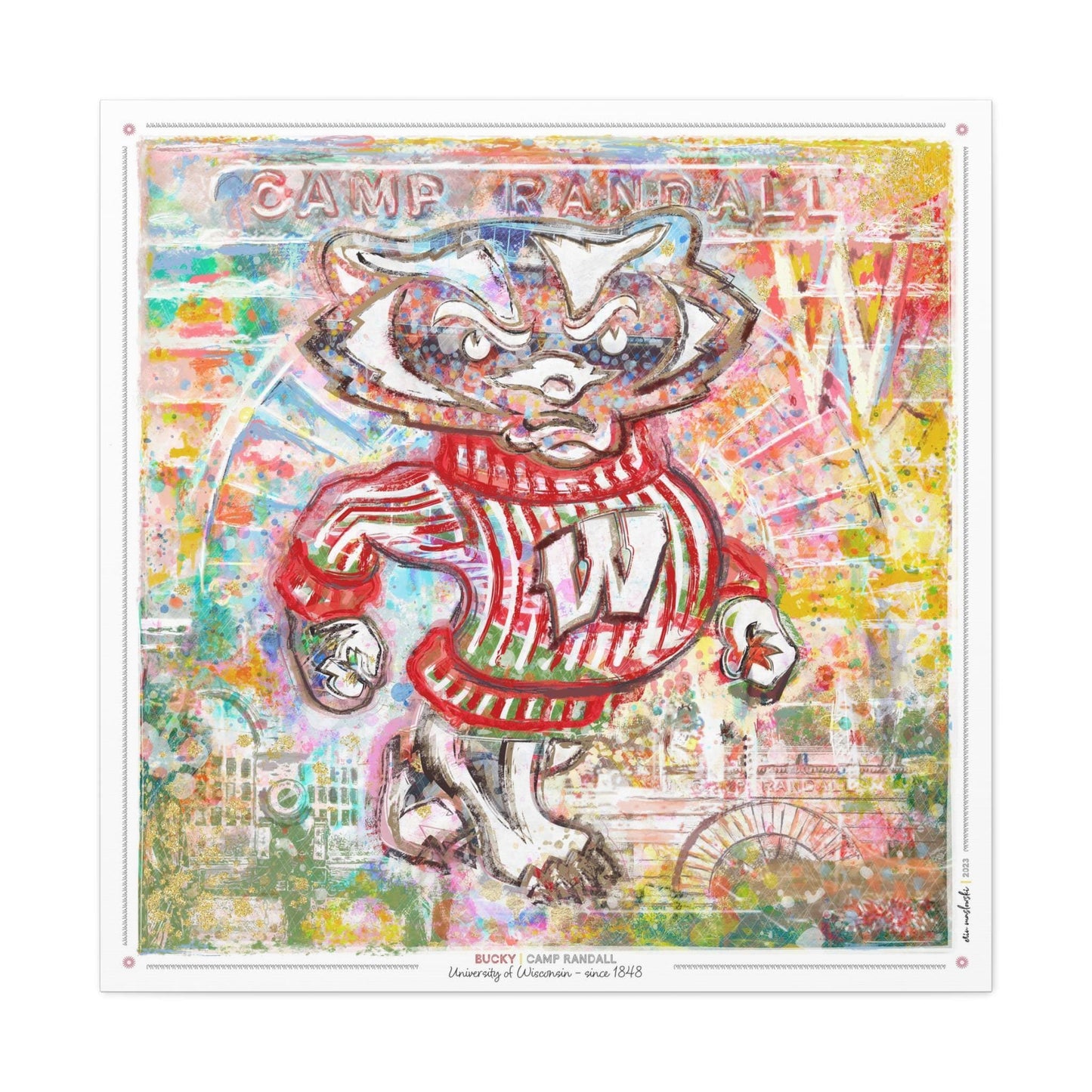 UW Bucky Badger Camp Abstract Art: Wisconsin Canvas Print