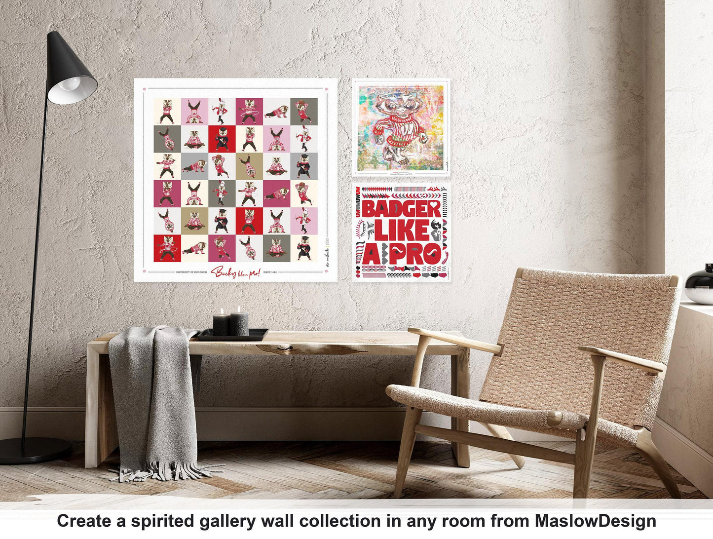 UW Bucky Badger Camp Abstract Art: Wisconsin Canvas Print