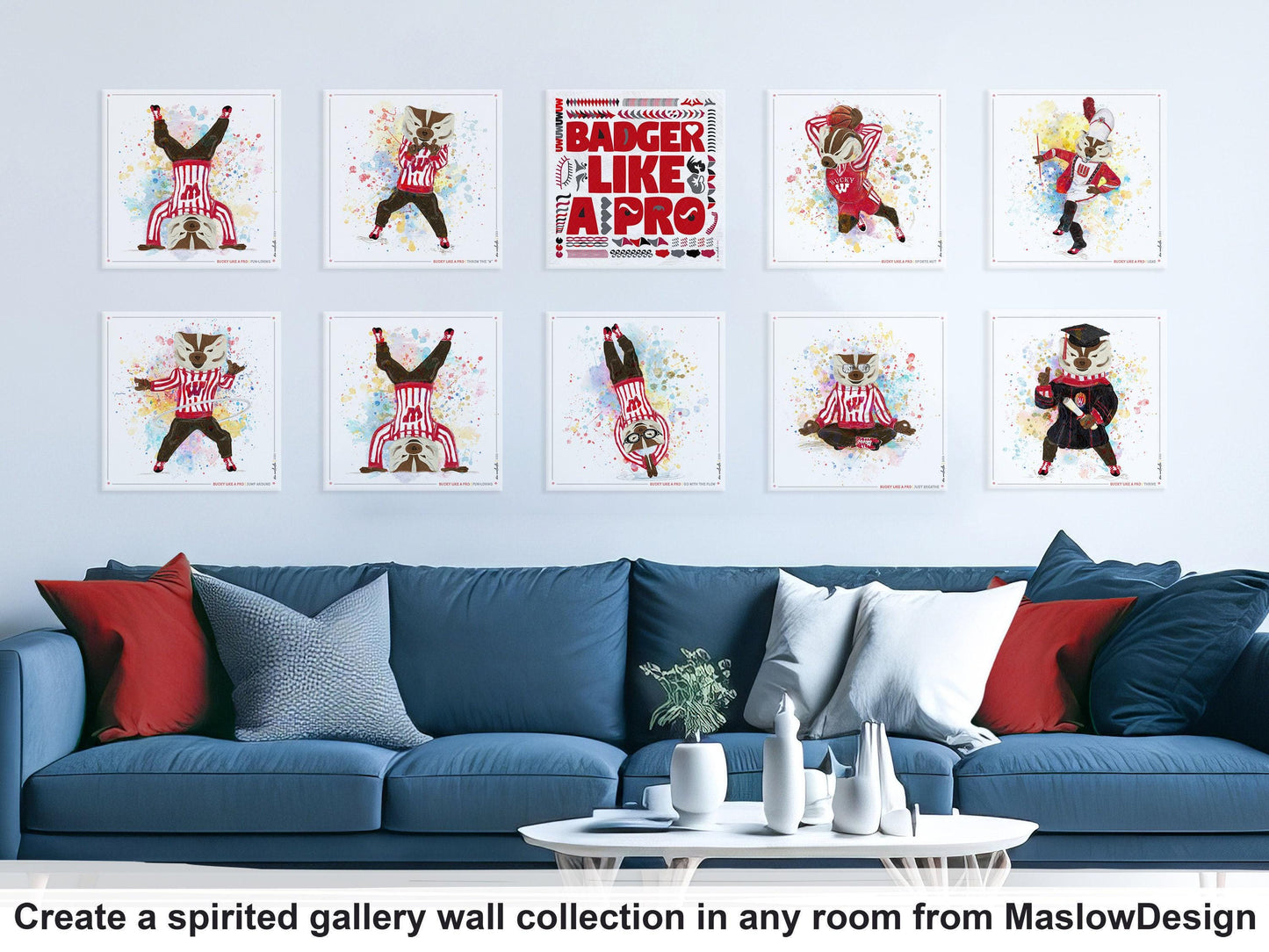 UW Bucky Badger Camp Abstract Art: Wisconsin Canvas Print