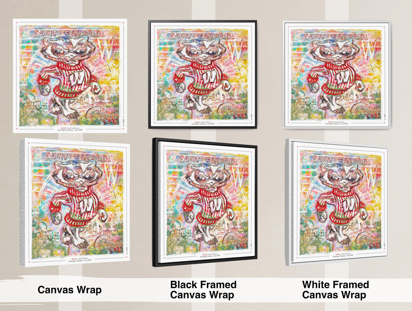 UW Bucky Badger Camp Abstract Art: Wisconsin Canvas Print
