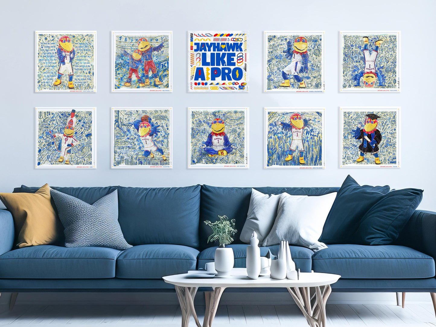 KU Jayhawk like a Pro Word Art: Kansas Canvas Print