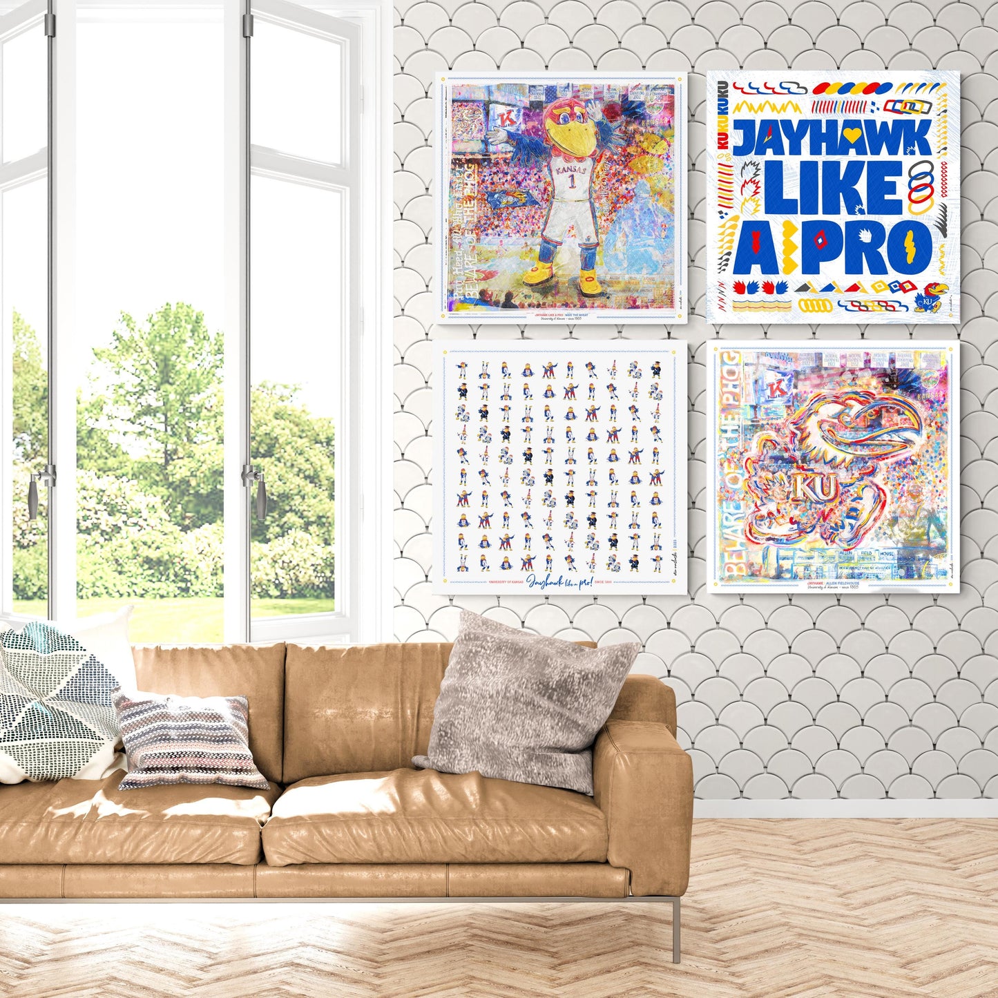 KU Jayhawk like a Pro Word Art: Kansas Canvas Print