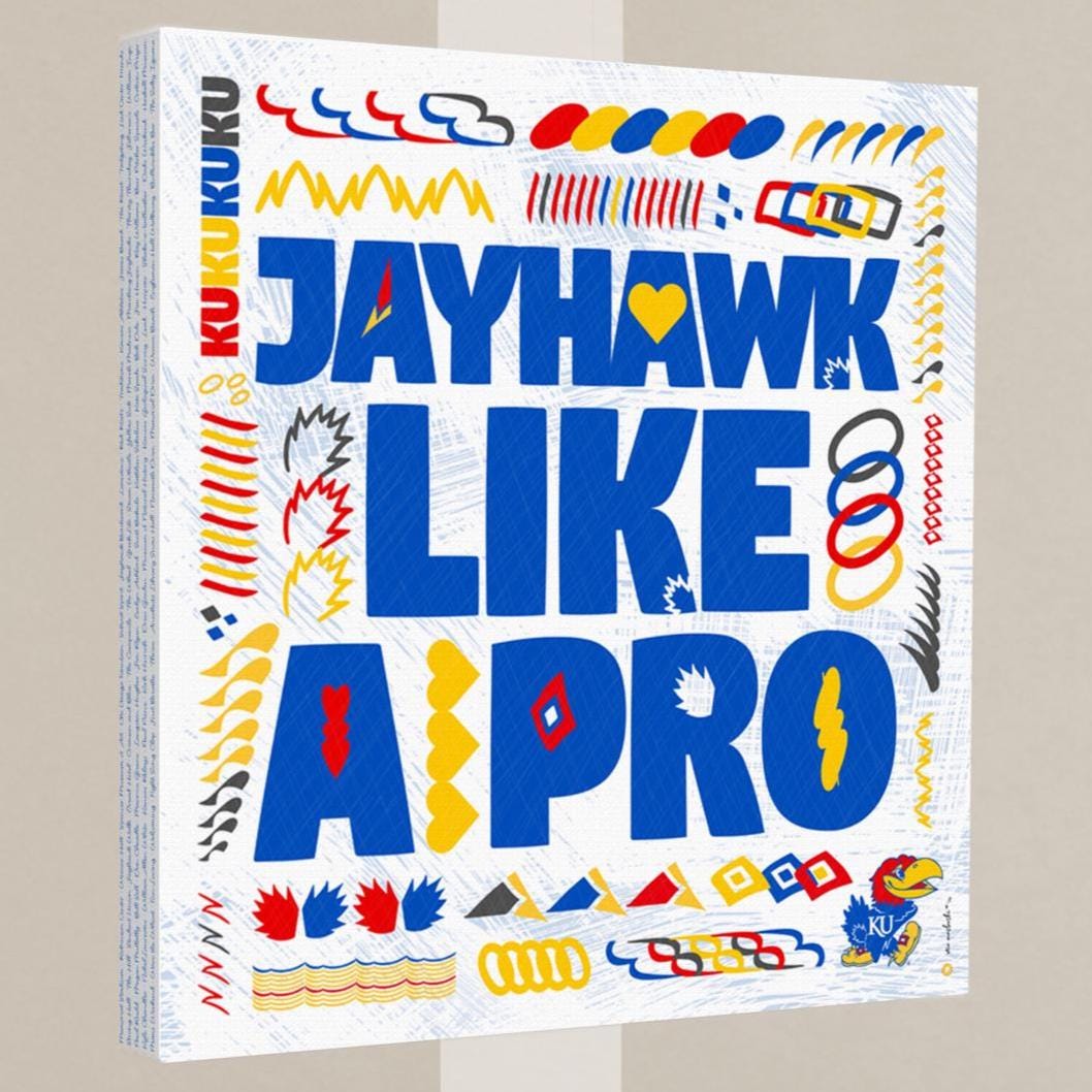 KU Jayhawk like a Pro Word Art: Kansas Canvas Print