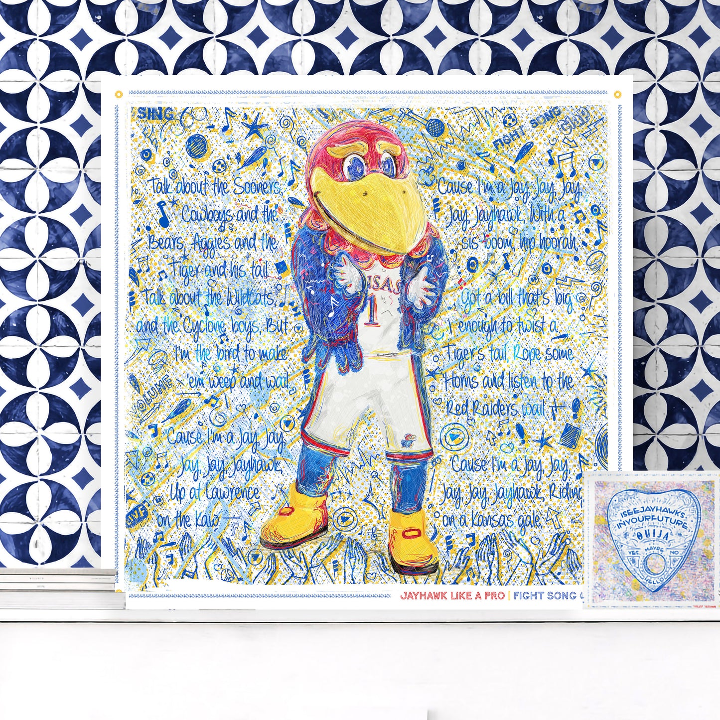 KU Jayhawk Fight Song Clap Art: Kansas University Sketches Canvas Print