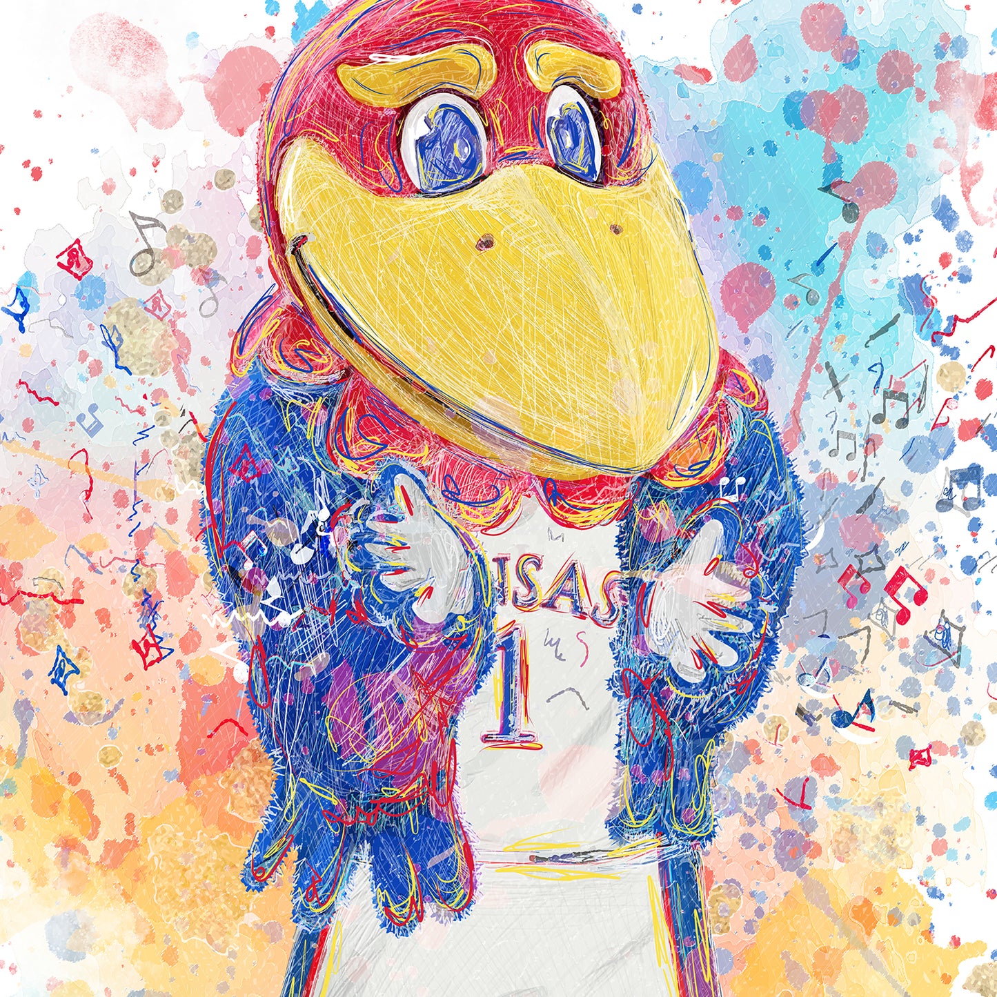 Jayhawk like a Pro | Fight Song Clap | Splatter Paint | Canvas Print | No Frame Needed