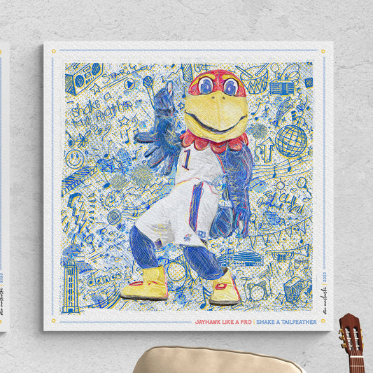 KU Jayhawk Shake-a-Tailfeather Art: University of Kansas Dance Sketches Canvas Print