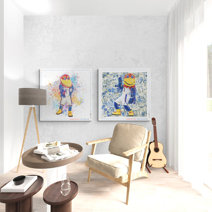 KU Jayhawk Fight Song Clap Art: Kansas University Splatter Paint Canvas Print