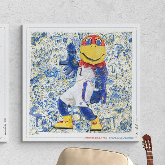 Jayhawk like a Pro | Shake-a-tailfeather | Kansas | KU Dance | Blue Sketches | Canvas Print | No Frame Needed