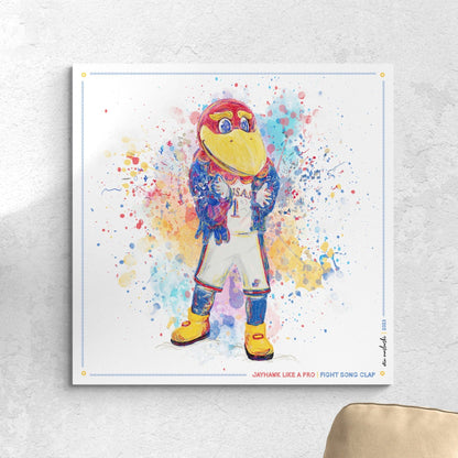 KU Jayhawk Fight Song Clap Art: Kansas University Splatter Paint Canvas Print