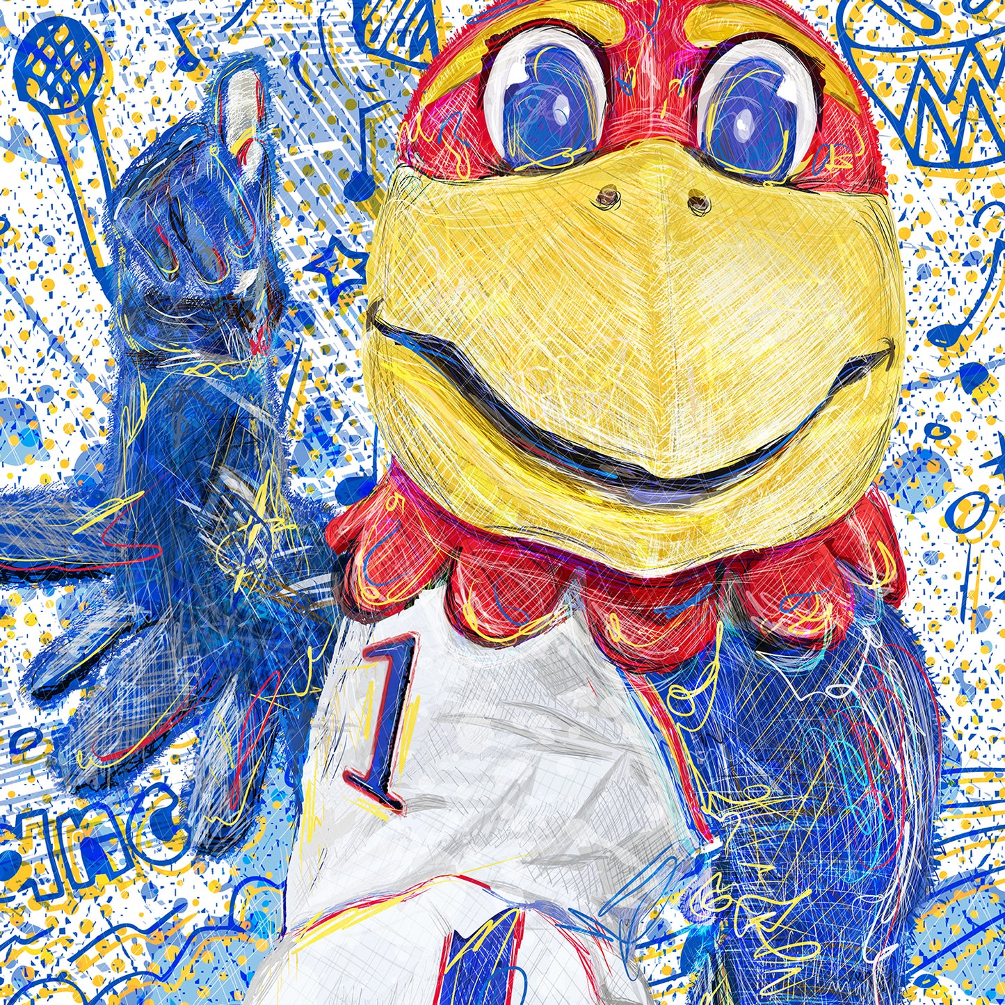 Jayhawk like a Pro | Shake-a-tailfeather | Kansas | KU Dance | Blue Sketches | Canvas Print | No Frame Needed