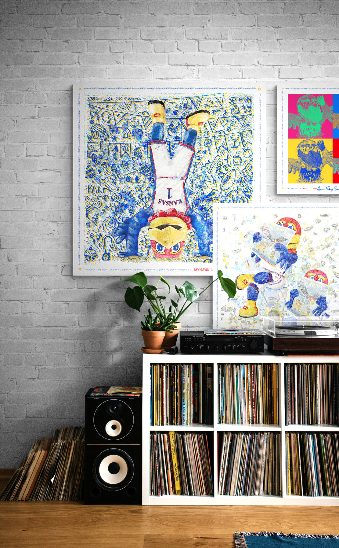 Jayhawk like a Pro | Fun-Loving | Handstand | KU Blue Sketches | Canvas Print | No Frame Needed