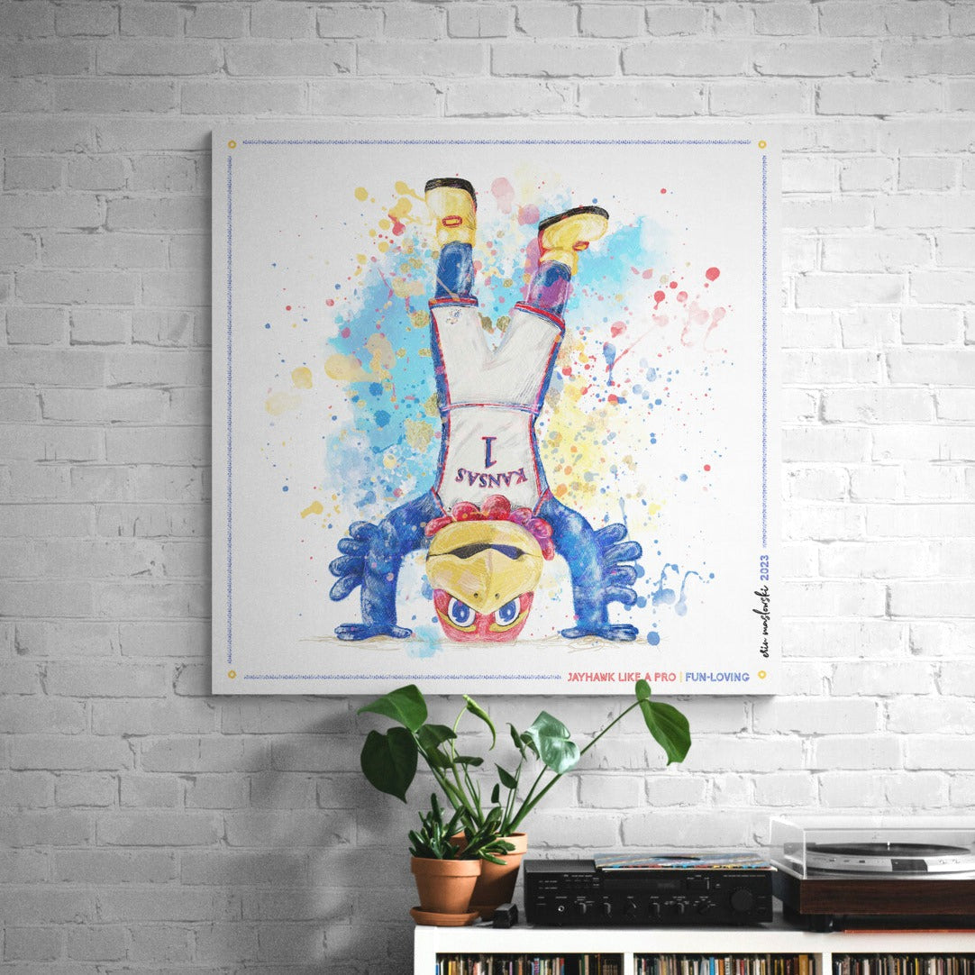 Jayhawk like a Pro | Fun-Loving | KU | Headstand | Canvas | No Frame Needed