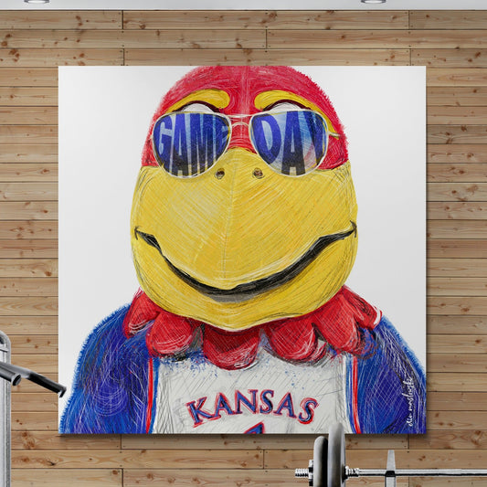 Jayhawk | Game Day | KU Art | Kansas Mascot | KU Gift | Sunglasses | Canvas Print | No Frame Needed