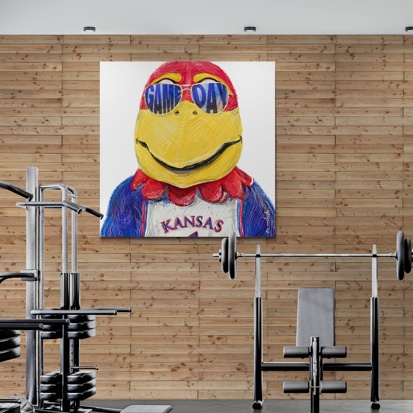 Jayhawk | Game Day | KU Art | Kansas Mascot | KU Gift | Sunglasses | Canvas Print | No Frame Needed