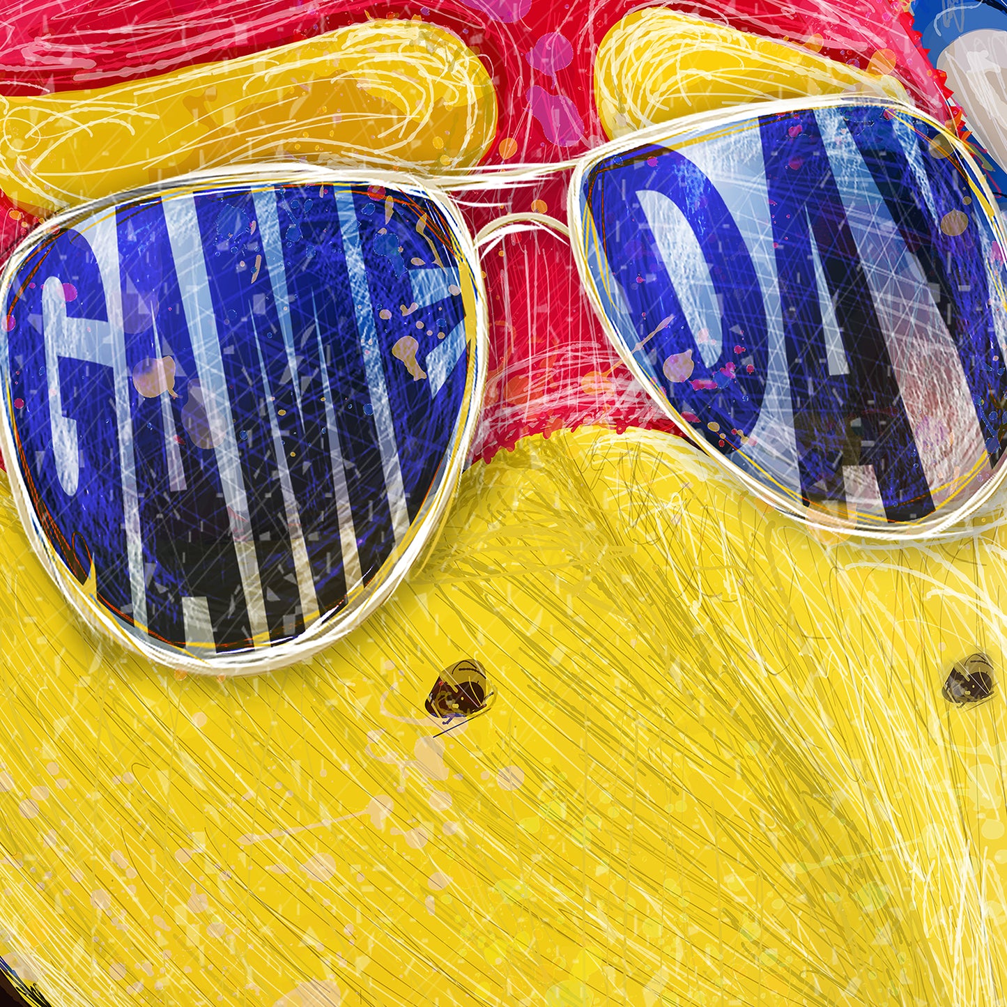 Jayhawk | Game Day | Close-Up | University of Kansas Gift | Art | Illustration | Sunglasses | Canvas Print | No Frame Needed