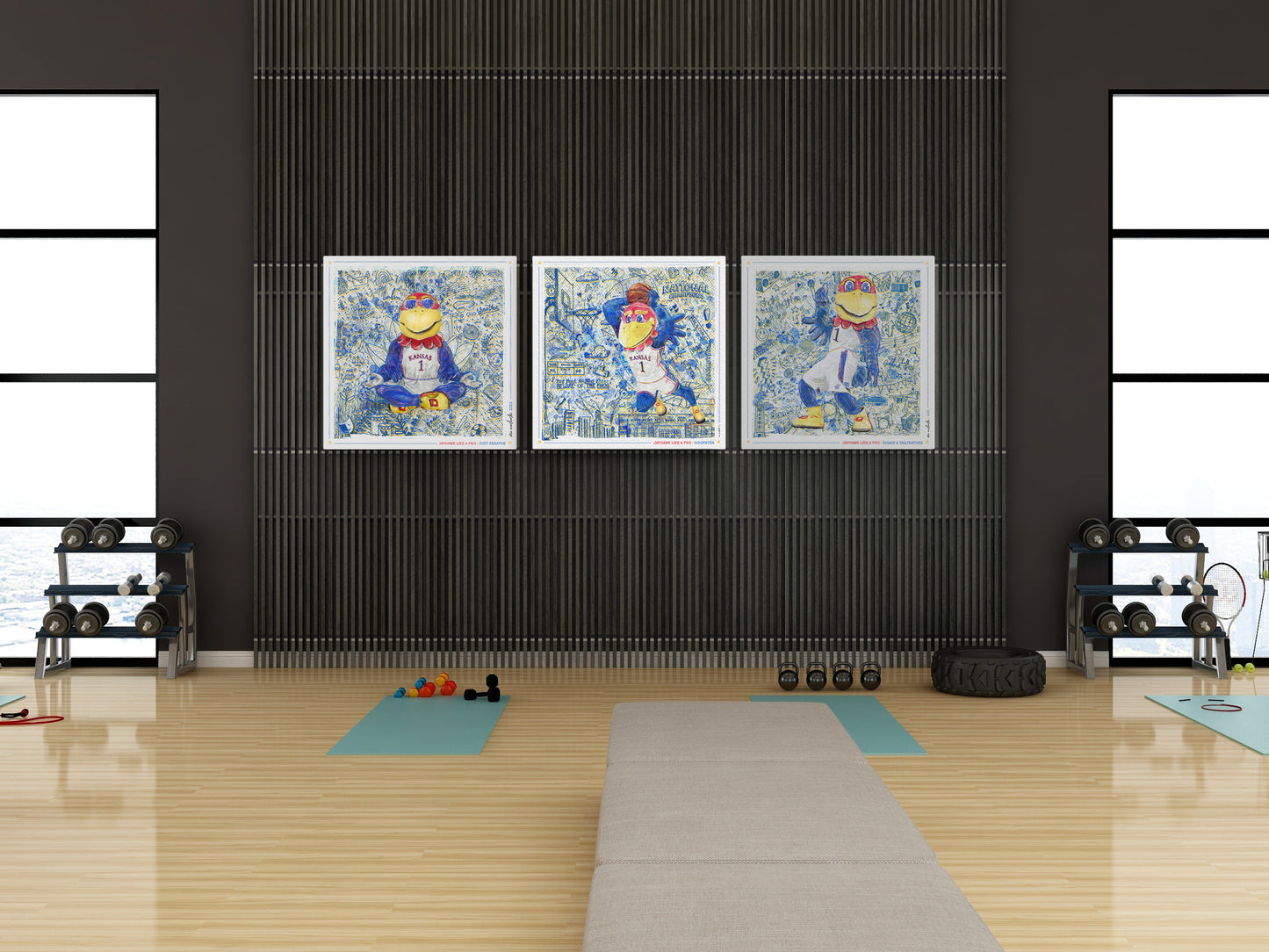 KU Jayhawk Hoopster Art: University of Kansas Basketball Sketches Canvas Print