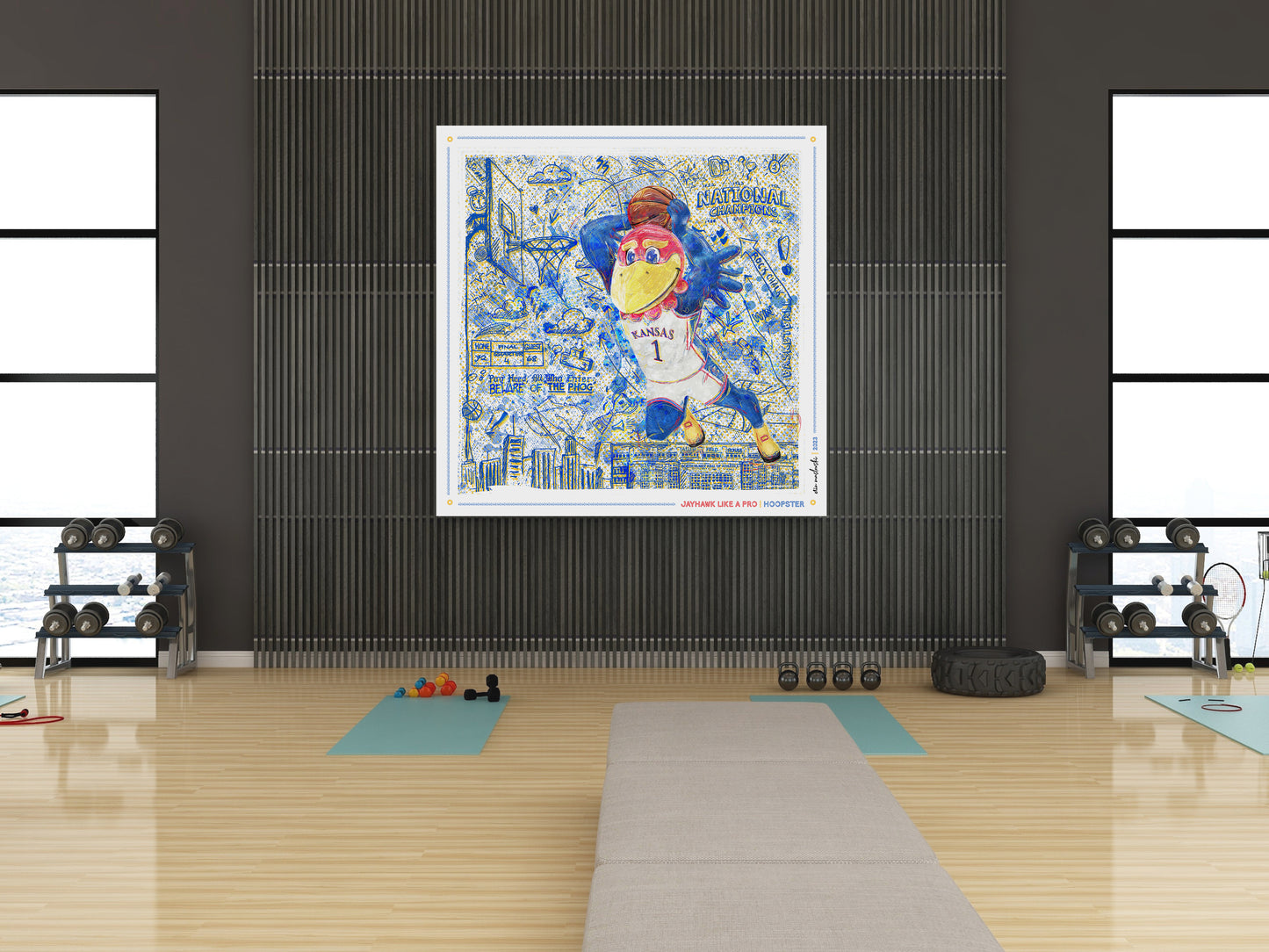 Jayhawk like a Pro | Kansas Hoopster | Sketches | KU Basketball Art | Graduation | Canvas Print | No Frame Needed